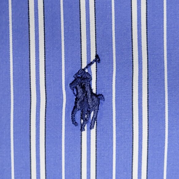 Ralph Lauren Mens Blue and White Striped Long Sleeve Shirt Size Large - Picture 3 of 13